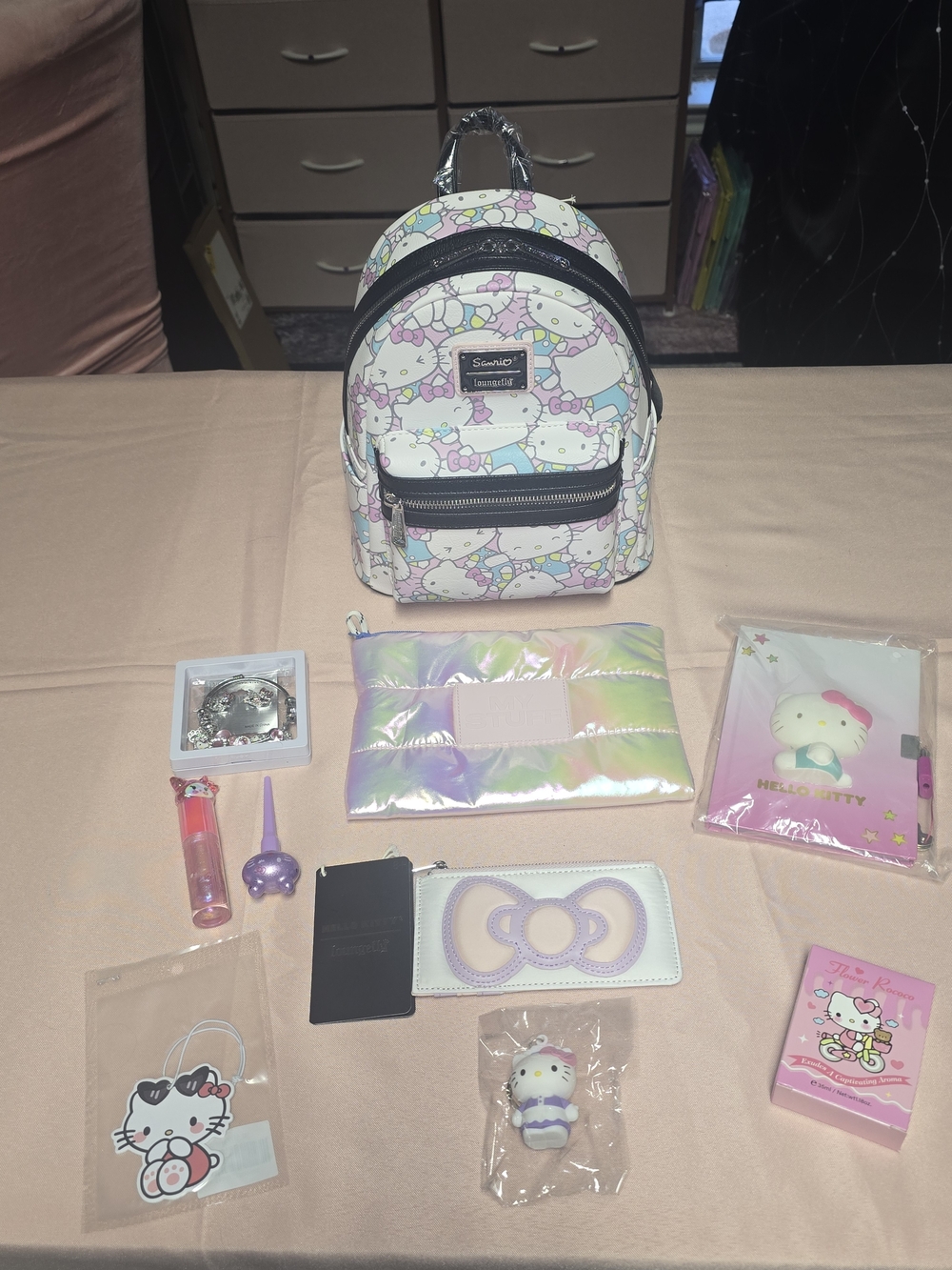 NWT Hello Kitty Loungefly Pastel Backpack & Lifestyle Accessory Bundle